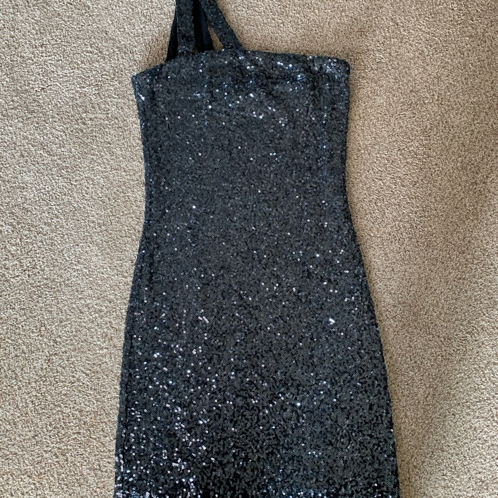 Aqua sequence one shoulder dress